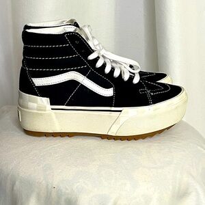 Vans Black and White Platform Sneakers
